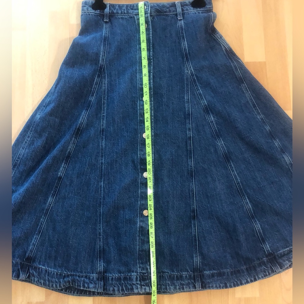 H&M Dark Blue Denim A-Line Panel Skirt